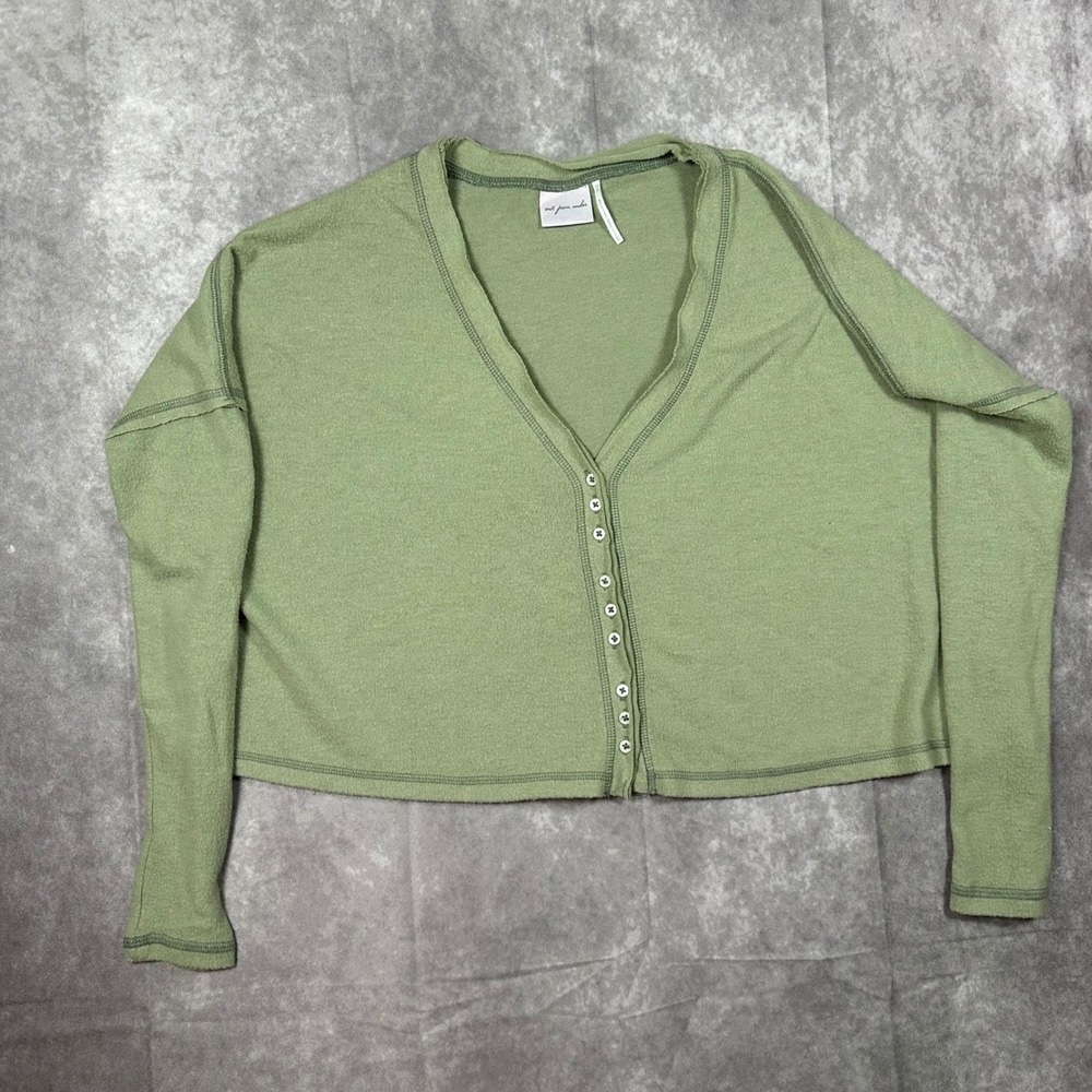 Out From Under Urban Outfitters Sage Green Cropped Ribbed Cardigan XS Fairycore